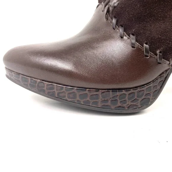 Gianni Bini Brown Patchwork Ankle Boots – Size 7.5M, 3.75” Heel - Picture 10 of 12